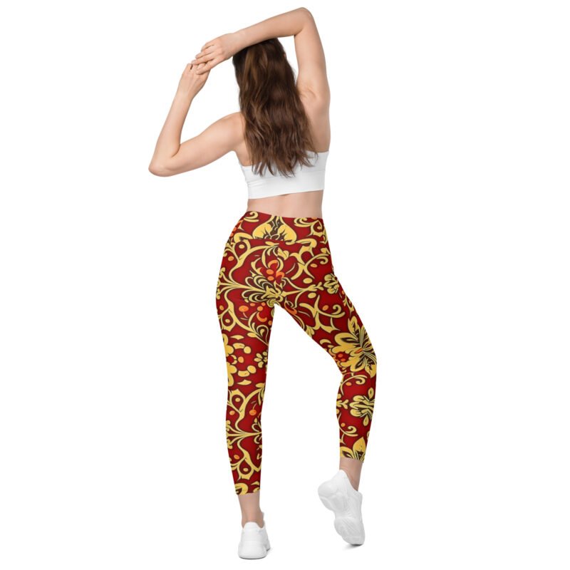 Flower Love Crossover leggings with pockets - Image 3
