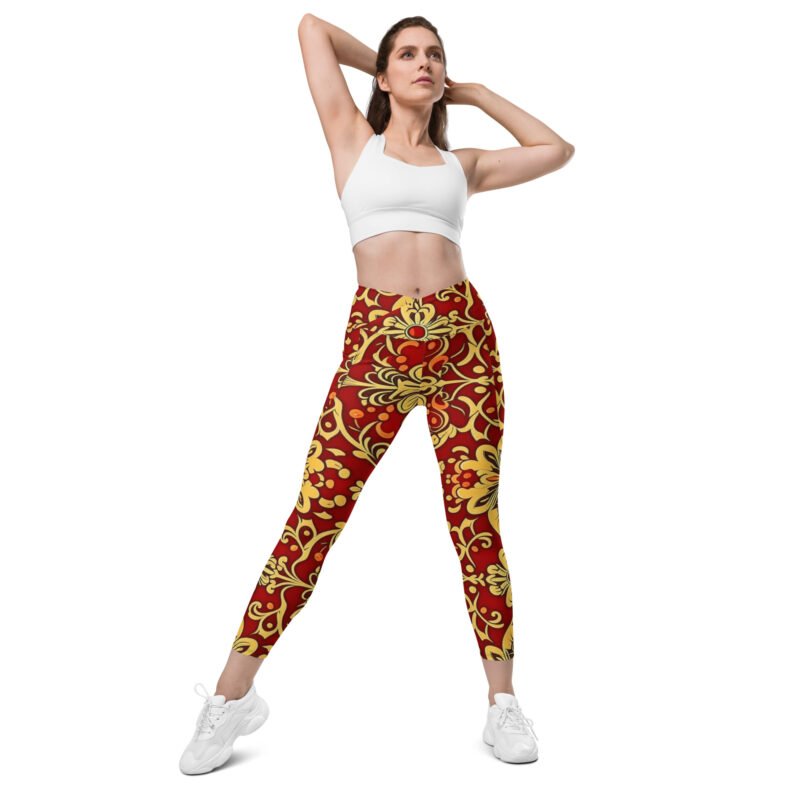 Flower Love Crossover leggings with pockets - Image 2