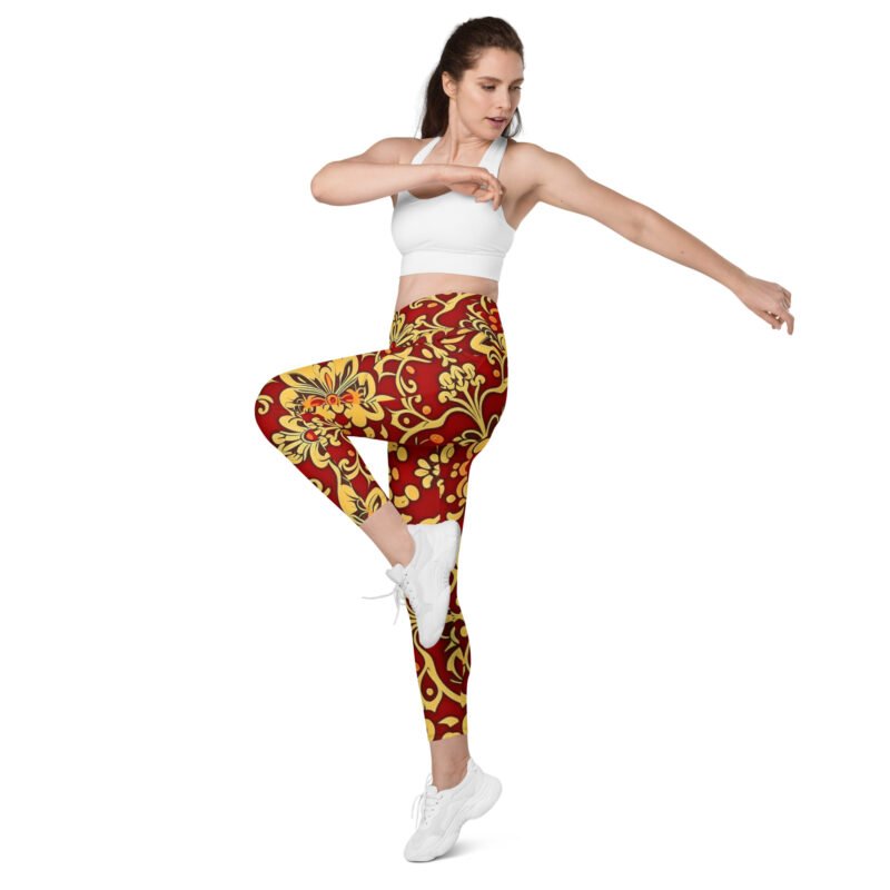 Flower Love Crossover leggings with pockets - Image 6