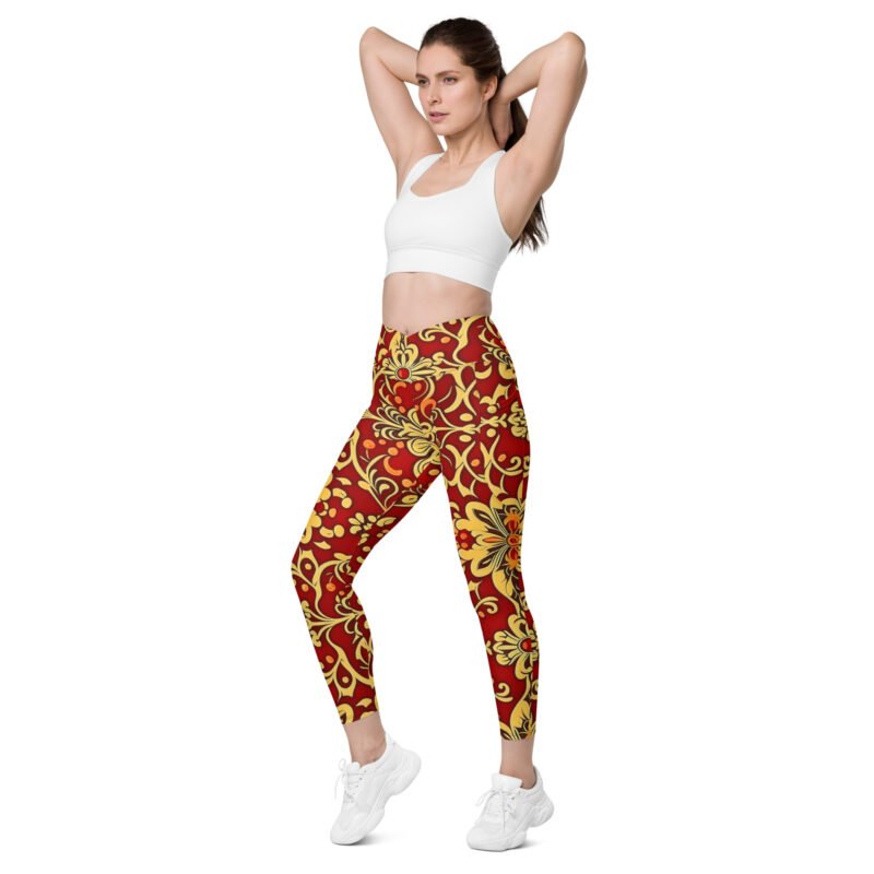 Flower Love Crossover leggings with pockets - Image 9