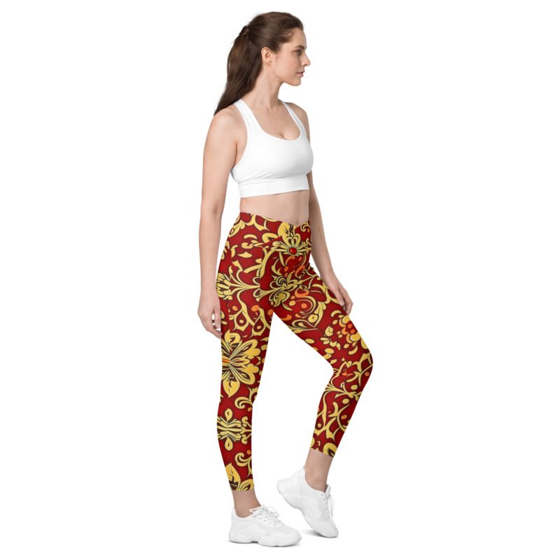Flower Love Crossover leggings with pockets