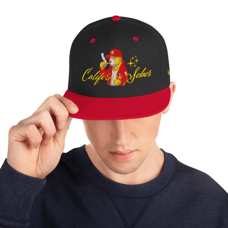 California Sober Gold Red Snapback Hat No Mids