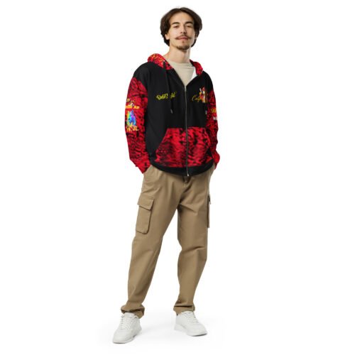 California Sober Red Unisex zip hoodie from Deli Style