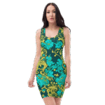 Turquoise & Gold Floral Bodycon Dress